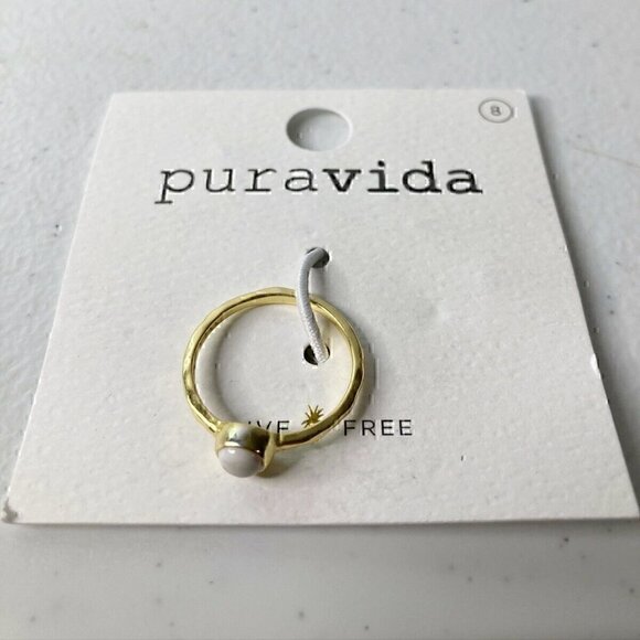 NWT Pura Vida Gold Howlite Ring 925 Silver - Picture 3 of 4